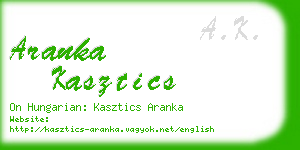 aranka kasztics business card